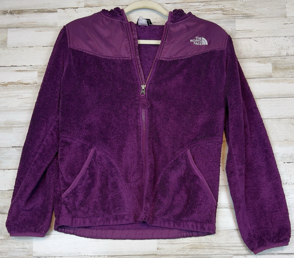 The North Face Oso Fleece Hoodie Girls XL 18 Purple Full Zip Jacket Plush